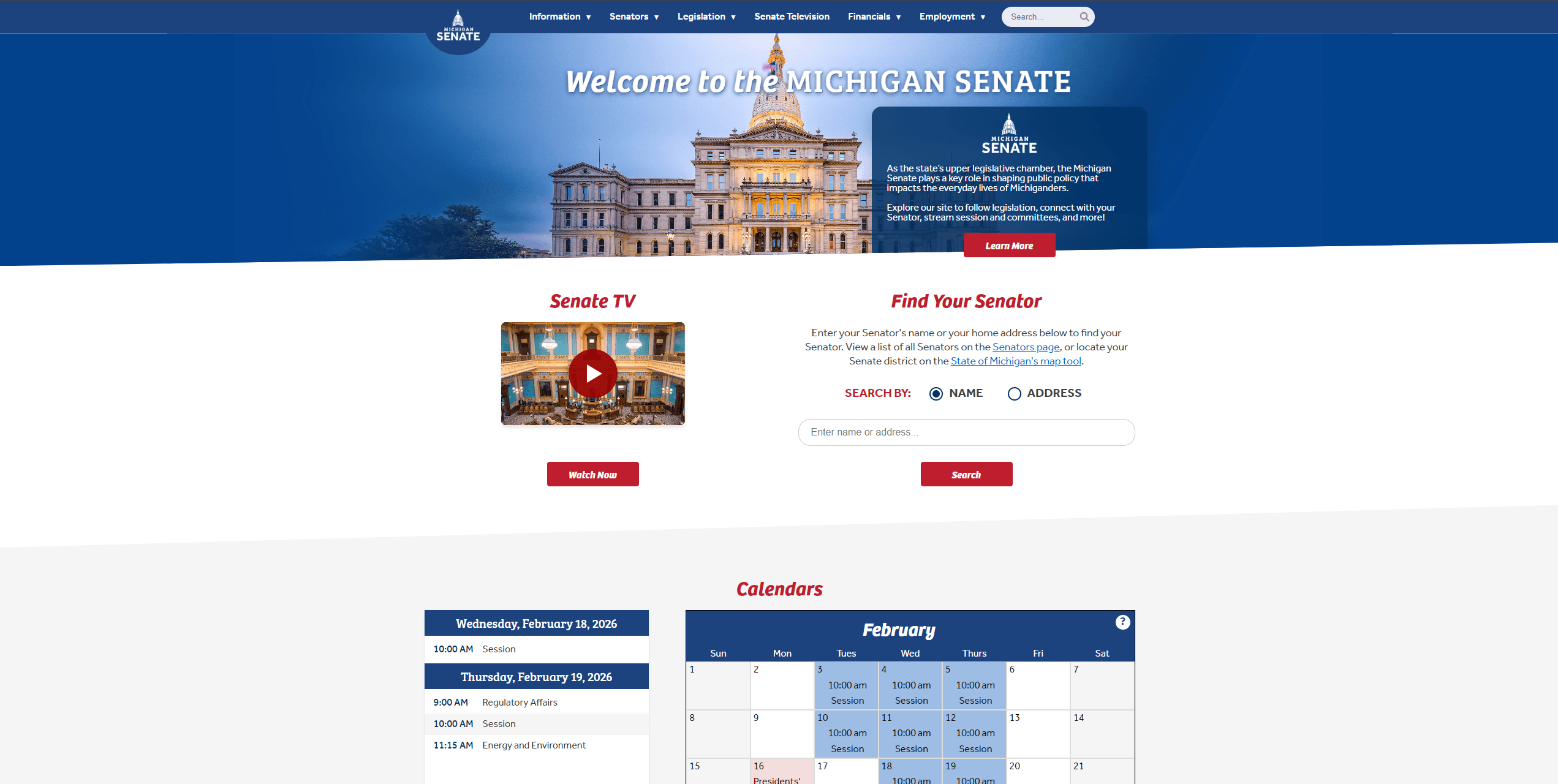 Michigan Senate — website screenshot